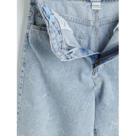 Resim LC Waikiki Lcw Kids Mavi Wideleg Taşlı Kız Çocuk Jean Pantolon 