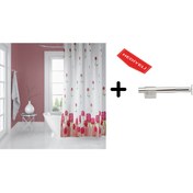 Resim Zethome Banyo Duş Perdesi 7017 180x200 Perde Borusu Askı Aparatı 120x200 Hediyeli 