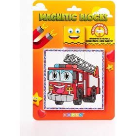Resim SDT Group Manyetik Blok Çift Taraflı 9 Parçalı Mıknatıslı Itfaiye - Traktör Puzzle - 2 Görsel Yapboz 