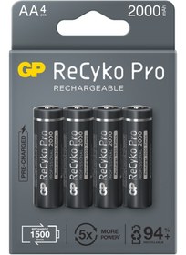 Resim GP Batteries ReCyko Pro AA Kalem 2000 mAh Ni-Mh Şarjlı Pil 1.2 Volt 4Lü Kart 