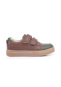 Resim Rakerplus Kahverengi Yeşil Hakiki Deri Cırtlı Çocuk Sneaker Ayakkabı Kahverengi 