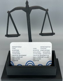 Resim Yapı3D Avukat Kartvizitlik - Adalet Terazisi Tasarımlı Masaüstü Kartvizit Standı 
