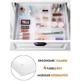 Resim Meleni Home 20 Parça Dolap İçi Düzenleyici - Mutfak Çekmece İçi Kaşıklık Kozmetik Organizer Şeffaf Beyaz 