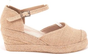 Resim Star Tombis Gerçek Elişi Burnu Hasır Platformlu Dolgu Topuk Keten Hasır Espadril Handmade 