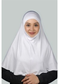 Resim Altobeh Hazır Türban Peçeli Pratik Eşarp Tesettür Nikaplı Hijab - Namaz Örtüsü Sufle (XL) - Beyaz 