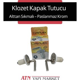 Resim Daymix Alttan Sıkmalı Klozet Kapak Tutucu - Paslanmaz Krom - Vidalı Montaj - 5 Yıl Garantili 