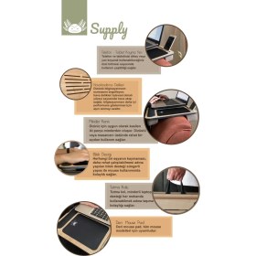 Resim Axolotl Telefon ve Tablet Bölmeli Minderli Laptop Sehpası, Notebook Masası supply01 Meşe 