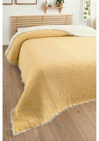 Resim 5 Katlı Dolgulu Müslin Yorgan 240x260 Cm- Battal Boy Yumuşak Yatak Örtüsü-sarı Sarı 