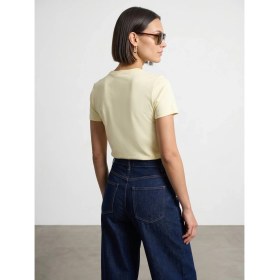 Resim Dilvin 32779 Bisiklet Yaka T-Shirt-Açık Sarı 