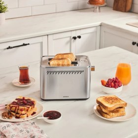 Resim Karaca Color Touch Renkli Dijital Ekranlı Inox Ekmek Kızartma Makinesi 2 Dilim Kapasiteli 950 W 