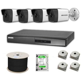 Resim Hikvision 2 MP Mikrofonlu 4 Kameralı 500 GB Disk Tak Çalıştır Hazır IP Kamera Seti 