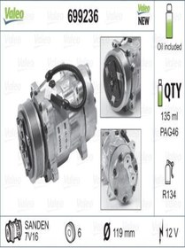 Resim Valeo 699236 Klima Kompresoru P206 1.4hdi P406 Xantia P306 Xsara P806 Evasioan Boxer 6453ey (WP448416) 