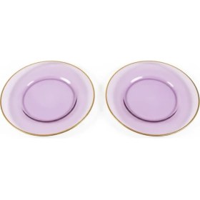 Resim Tabak Cam Pasta Tabakları 6 Adet Set Mor Parti Doğum Günleri 