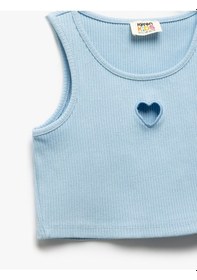 Resim Koton Kalp Pencere Detaylı Kolsuz Ribanalı Crop Atlet Mavi 5skg30016ak Mavi 
