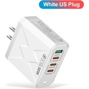 Resim Ab/abd/ingiltere Tak 4'ü 1 Arada Pd25w Hızlı Şarj Cihazı İphone Uyumlu Samsung Xiaomi Us Plug White 1 Adet 