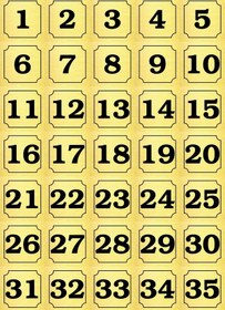 Resim Kapı, Masa, Dolap Numarası Metal Yapışkanlı Altın Rengi 1-35 