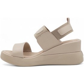 Resim Berk Poli Taban Lastikli Kadın Sandalet Krem 