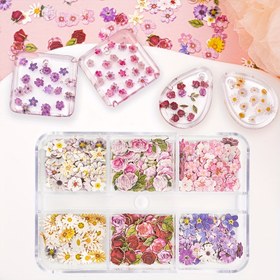Resim 240 Adet Çiçek Desenli Epoksi Reçine Dolgu Parçası, Karışık Ahşap Hamuru - Gül, İris, Vetiver, Takı Yapımı, Sanat DIY El İşleri, Sevgililer Günü Dekorasyon Malzemeleri 
