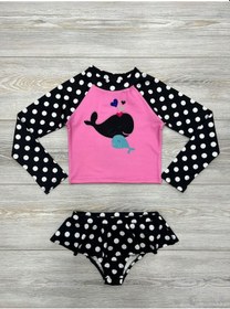 Resim My Kids Wear Baskı Detaylı Mayo Takımı Pembe - Siyah 