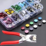 Resim 402 Adet Metal Çıtçıt Düğme Kiti ve El Pensesi - Karışık Renkler, Dikişsiz Basma Çıtçıtlar Dikiş, DIY El İşleri, Giyim, Şapkalar & Çantalar İçin - Saklama Kutusu Dahil 