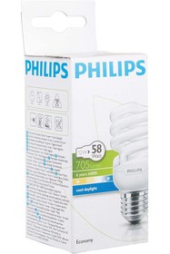 Resim Philips 12W=58W Mini Spiral-Kıvrık Tasarruf Ampul-E27 Duylu Beyaz Işık-6500K/705 LUmen 