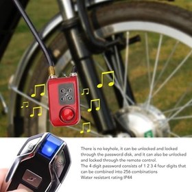 Resim Ausla "Bisiklet Alarm Kilidi, 4 Haneli Şifreli Bisiklet Alarm Kilidi Uzaktan Kumandalı Çelik Tel Anti Hırsızlık Güvenlik Zinciri Motosiklet Ev Mağaza" 