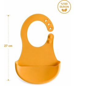 Resim Siliconly Bpa Içermeyen %100 Silikon Bebek Mama Önlüğü Kaydırmaz Cepli Bebek Önlüğü 