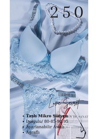Resim Tılsım Lingerie Murays Kadın 3lü Taşlı Mikro Sütyen Takım Mavi/yeşil/kırmızı 