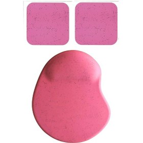 Resim Oval Fuşya Kum Desen Bilek Destekli Mouse Pad + 2 Adet Fuşya Kupa Fincan Bardak Altlığı Altlık Set 