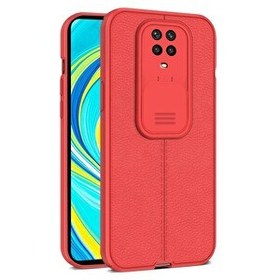 Resim Teleplus Xiaomi Redmi Note 9S Lensi Kamera Korumalı Deri Dokulu Silikon Kırmızı Kılıf 