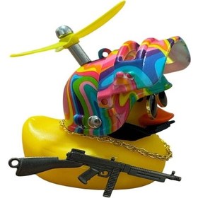 Resim Kasklı Ördek Araç Göğüs Torpido Süsü Motorsiklet Bisiklet Süsü Kasklı Pubq 