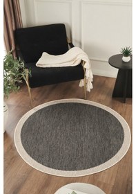 Resim Sisalux 3089 Antrasit Sisal Yuvarlak Sisal Dokuma Jüt Kilim Hav Toz Vermez Mutfak Oturma Odası Halısı Antrasit 