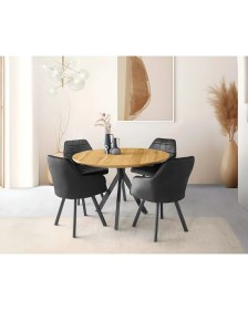 Resim Viento Mobilya Nova Leglano Mdf Yandan Açılır 120X70 Masa Lincolin 4 Adet Siyah Babyface Sandalye Masa Takımı 