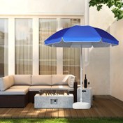 Resim 1 adet Modern Ayarlanabilir Yükseklikli Dış Mekan Şemsiyesi, Polyester 100. Nefes Alabilen Kumaş, Güneş Koruma ve Yağmur Geçirmez, Yuvarlak Metal Çerçeve, Avlu, Balkon, Kamp ve Bahçe için İdeal, Bahçe Dekoru | Şık Mavi Şemsiye | Şemsiye Standı, Şemsiye Aksesuarları 