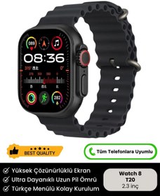 Resim St Morritz Yeni Nesil Watch 8 Ultra 4 Kordonlu Spor Ve Sağlık Sensörlü Ios Android Bluetooth T20 Akıllı Saat 