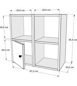 Resim Nettrends Kitaplikli Kapakli Duvar Rafi Beyaz 70 cm DVR-1053-Ç 
