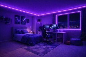 Resim Neon LED Şerit Mor 5 Metre DC 12V IP65 Dış Mekân Uyumlu Esnek Aydınlatma 