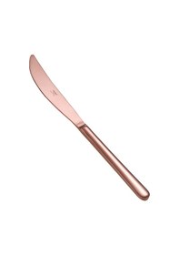 Resim Arsel Lotus Titanyum Rose Gold Yemek Bıçağı Parlak Bakır Renk 304 Kalite 4mm Kalınlık 6'lı Gümüş 