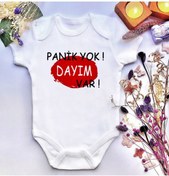 Resim irembaby Unisex Bebek Dayım Var Baskılı %100 Pamuklu Çıtçıtlı Body Zıbın 
