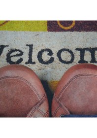 Resim Welcome Ayakkabılar Baskılı Kaliteli Kauçuk Kapı Önü Paspası 