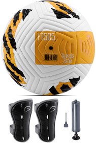Resim Telvesse Futbol Topu 3'lü Set Pompa Ve Tekmelik Set Sert Zemin Halı Saha Futbol Topu Turuncu Hibrit No:5 