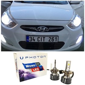 Resim Hyundai Accent Blue Led Xenon Uzun Kısa Far Ampulü H4 Mono Yeni Seri Beyaz 