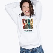 Resim Surf Tasarımlı Kapşonlu Kadın Sweatshirt 