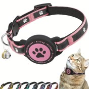 Resim Kedi Tasması, Yansıtıcı Yavru Kedi Tasması, Apple Air Tag Tutucu ve Zilli, Rahat Dolgulu, Ayarlanabilir, Dayanıklı, Dişi ve Erkek Kediler İçin Uygun 