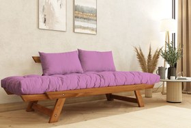 Resim WOODESK ADALAR MASİF AHŞAP İKİLİ KANEPE, TİK-PEMBE 
