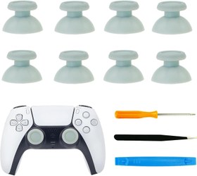 Resim CTHTBZ 8 ADET Yedek Joystick Analog Başparmak Sapları Çubukları PS5 Denetleyici için Parmak Çubuğu, Açık Alet Tornavidalı (Beyaz) 