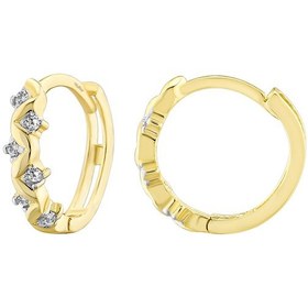 Resim Moom Mücevherat Kadın 14 Ayar Altın Küpe Minimalist Zirkon Taşlı Modern Halka Altın Küpe 17 Mm 