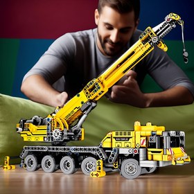 Resim 1005 Parça Mekanik Vinç İnşaat Yapı Blokları Seti, Sarı Mühendislik Vincisi, Makine Araçları İçin Vinçler, Noel veya Cadılar Bayramı Hediyesi için Mükemmel 