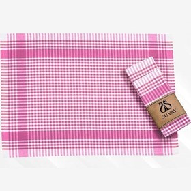 Resim Mutfak Kurulama Bezi 6'lı Mavi Pöti Kareli Bulaşık Kurulama Bezi Servis Peçetesi Beslenme Örtüsü Pembe 