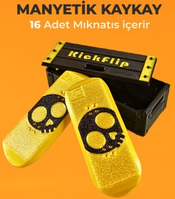 Resim Creva Kickflip Mıknatıslı Kaykay Stres Oyuncağı-GOLD KuruKafa (KUTULU) 